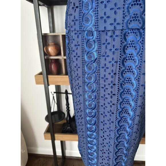 Vintage 60’s Handmade Navy Blue Eyelet Skirt Top Set - Picture 3 of 13